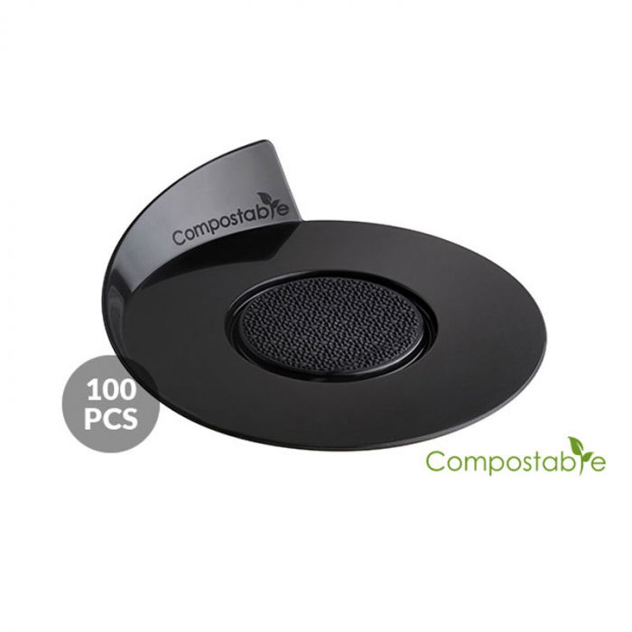 Baza Plastic Prezentare Monoportii, Compostable Rotund Negru, Ø 8.6 cm, Set 100 Buc [1]