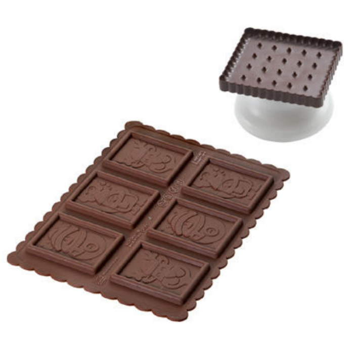 Biscuiti - Decupator Dreptunghi 4.7x5.7xH0.5 cm, Forma Silicon Om Zapada, 6 cavit. (CKC01) [1]