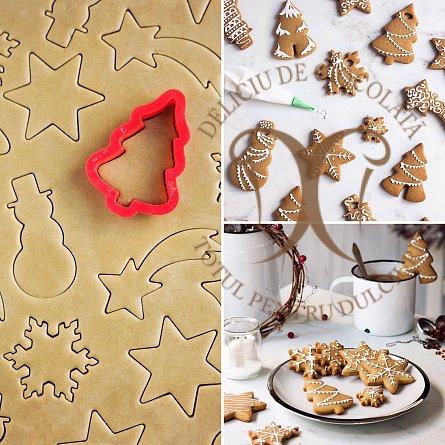 Biscuiti sau Decoruri Craciun - Decupatoare Plastic Om de Zapada, Brad Ø 8.5 x H 2 cm, Set 2 Buc [2]