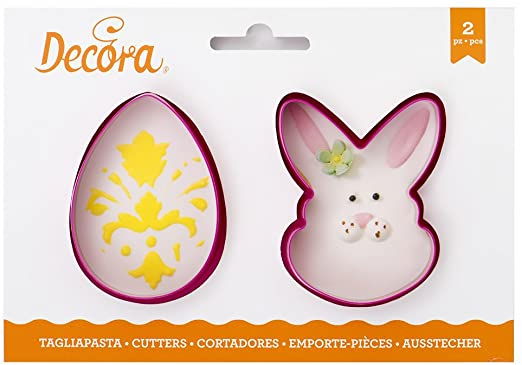 Biscuiti sau Decoruri Paste - Decupatoare Plastic Ou 8 x 5 x H 2 cm, Cap de Iepuras 8.5 x 6 x H 2 cm, set 2 Buc [2]