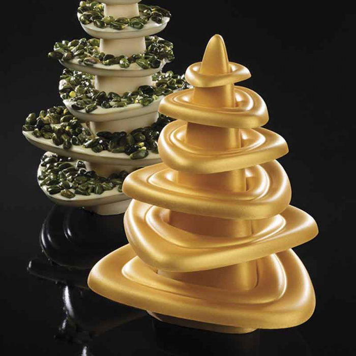 Brad Craciun Saturno 3D, Ø 16.5 x H 19.5 cm, Set Matrite Plastic 1 Subiect Ciocolata [1]