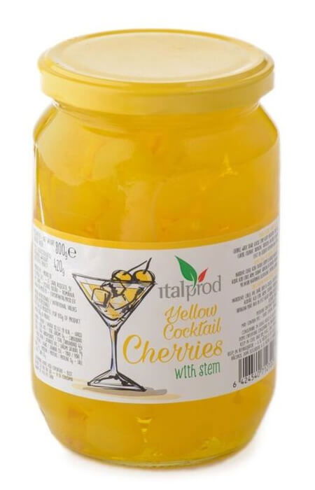 Cirese Galbene confiate pentru cocktail cu codita in sirop [1]