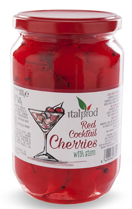 Cirese Rosii confiate pentru cocktail cu codita in sirop [1]