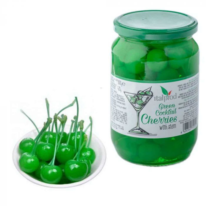 Cirese Verzi confiate pentru cocktail cu codita in sirop [2]