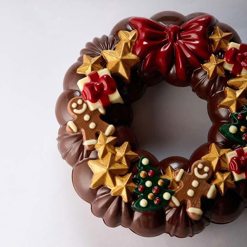 Coronita de Craciun 3D, Ø 18 x H 5.5 cm, Set Matrite Plastic 2 Subiecte Ciocolata [1]