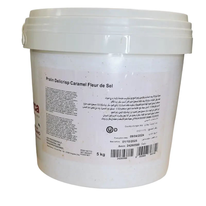 Crema Crocanta cu Ciocolata Alba si Caramel Sarat, Pralin Delicrisp Caramel Fleur de Sel, IRCA, 5kg [1]