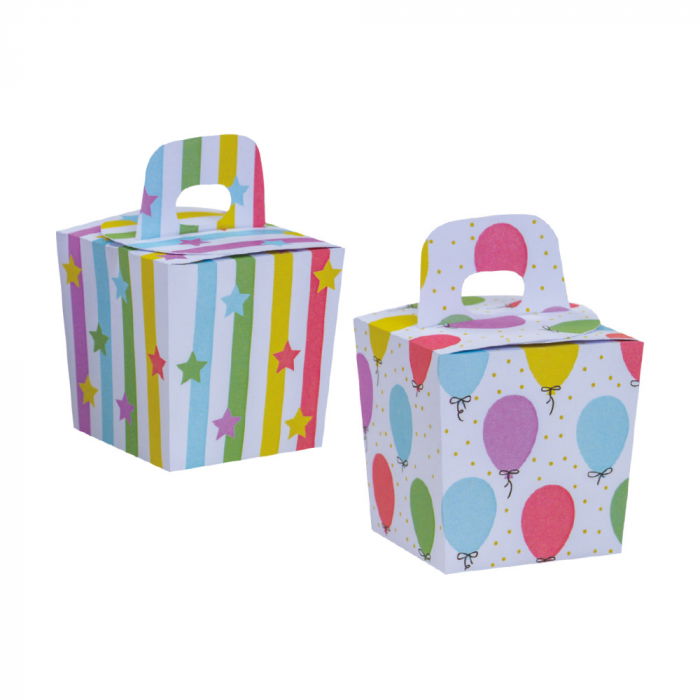 Cutii Party Baloane si Stelute, Carton Impermeabil, 6 x 6 x H 10.5 cm, 6 Buc [1]