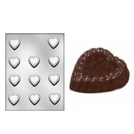 Decor Inimioare Dantelate Ø 3.7 cm - Matrita Plastic Ciocolata [2]