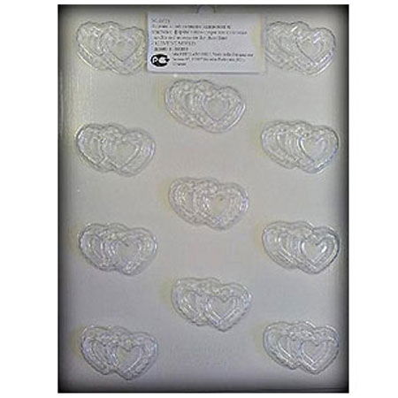 Decor Inimioare Duble Ø 4.4 cm - Matrita Plastic Ciocolata [2]