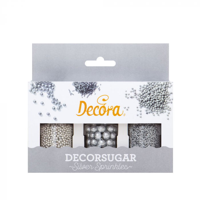 Decor Zahar Mixt Ø 1.5 - 8mm, Silver Sprinkles, 85 gr [1]