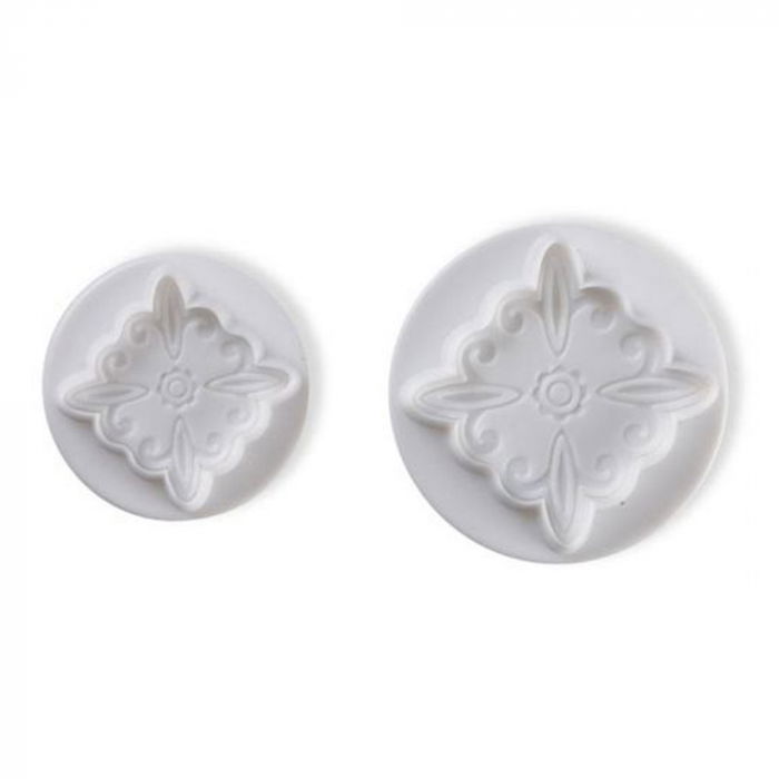 Dantele sau Decor Patrat 4.5 si 6 cm - Decupatoare Plastic cu Extractor, Set 2 Buc [1]