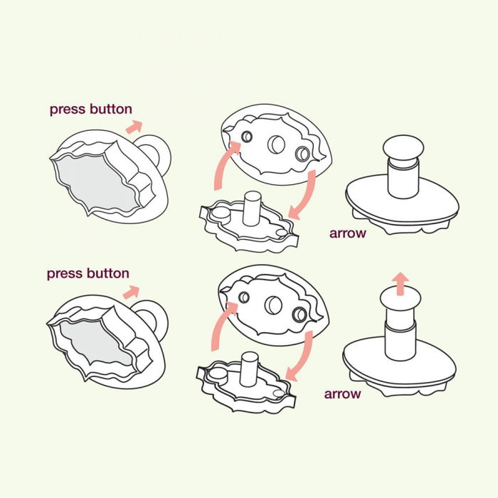 Dantele sau Decor Patrat 4.5 si 6 cm - Decupatoare Plastic cu Extractor, Set 2 Buc [4]