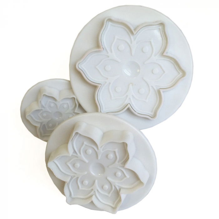 Floare 6 Petale - Decupatoare Plastic cu Extractor Ø 4 - 7 cm, Set 3 Buc [1]