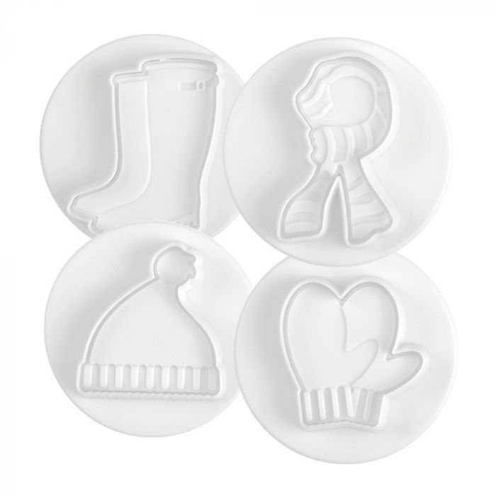 Biscuiti sau Decoruri Iarna, Craciun - Decupatoare Plastic cu Extractor Ø 5.5 cm, Set 4 Buc [1]