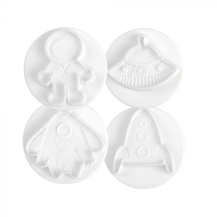 Spatiul Cosmic - Decupatoare Plastic cu Extractor Ø 6 cm, Set 4 Buc [1]