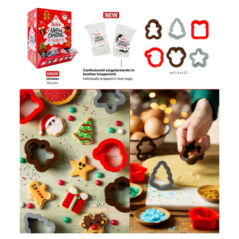 Decupatoare Plastic Craciun 6 Modele 3 - 4 x H 2.2 cm, 60 buc [1]