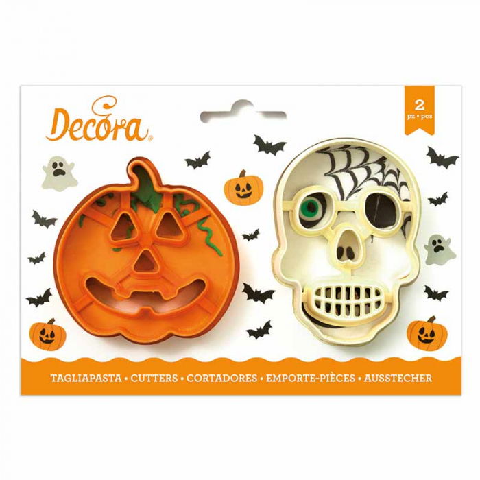 Decupatoare Plastic Halloween - Dovleac si Craniu Ø 8 si 9 x H 2.2 cm, 2 Buc [1]