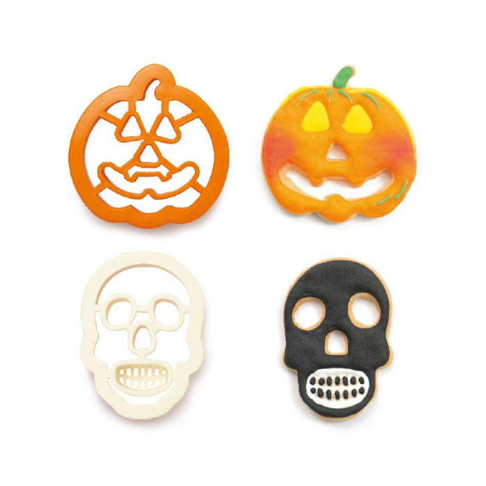 Decupatoare Plastic Halloween - Dovleac si Craniu Ø 8 si 9 x H 2.2 cm, 2 Buc [2]