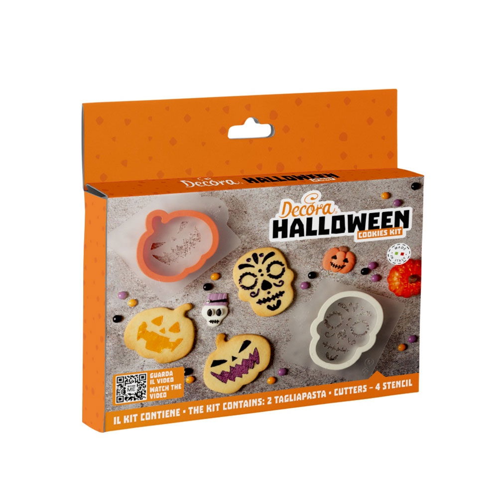 Decupatoare Plastic Halloween - Dovleac si Craniu 6 - 7.2 x 7 - 8 x H 2.2 cm + 4 Sabloane [1]