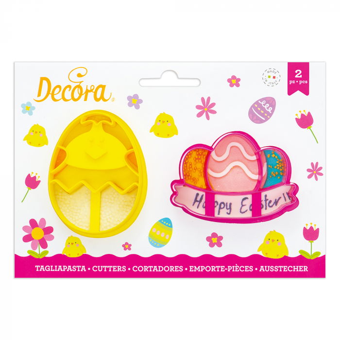 Decupatoare Plastic Puisor in Ou si Decor Paste, Ø 7.5 x H 2.2 cm, 2 Buc [1]