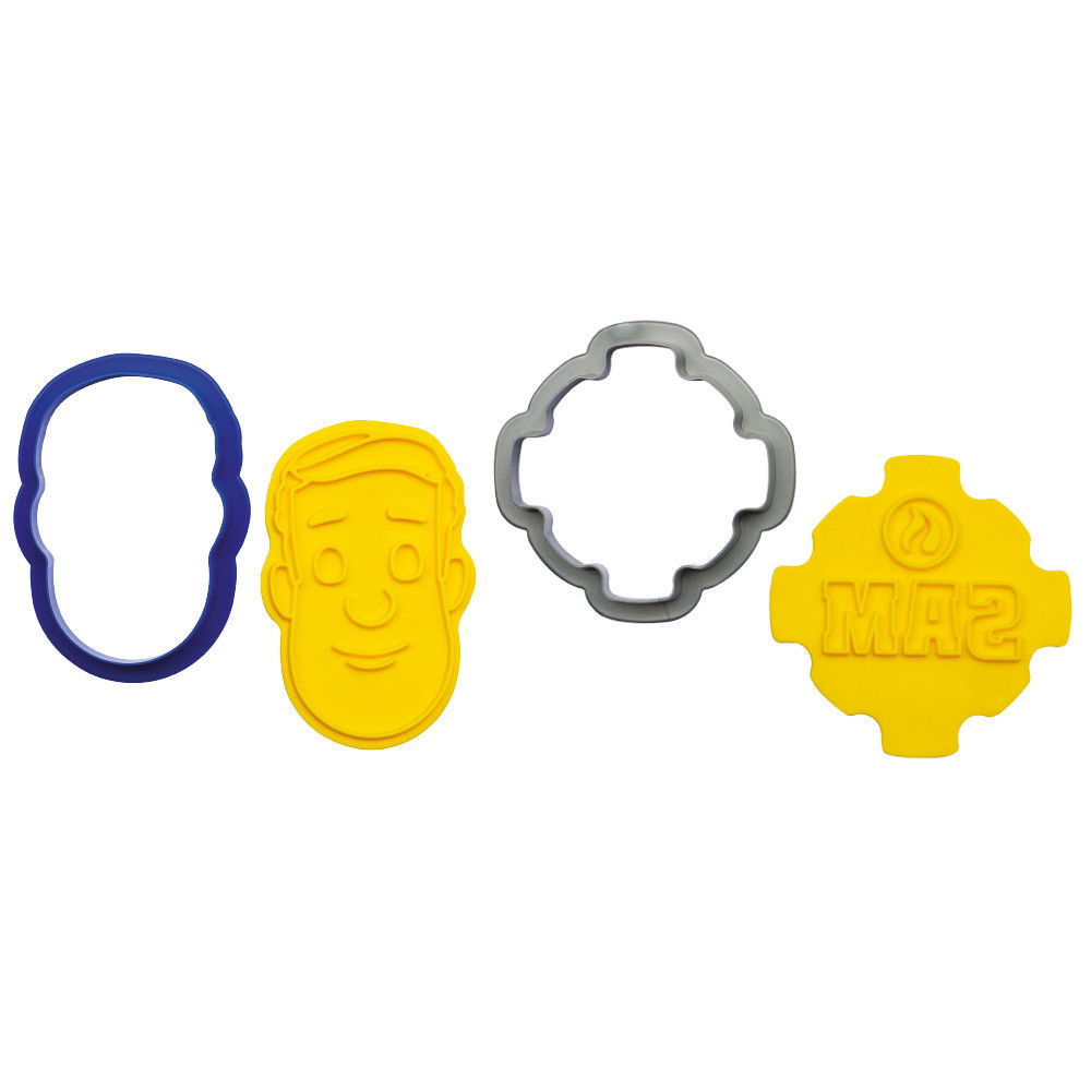 Decupator + Marcator Plastic Pompierul Sam, 8.5 - 9 x 5.5 - 7.5 x H 2.2 cm, Set 4 buc [2]