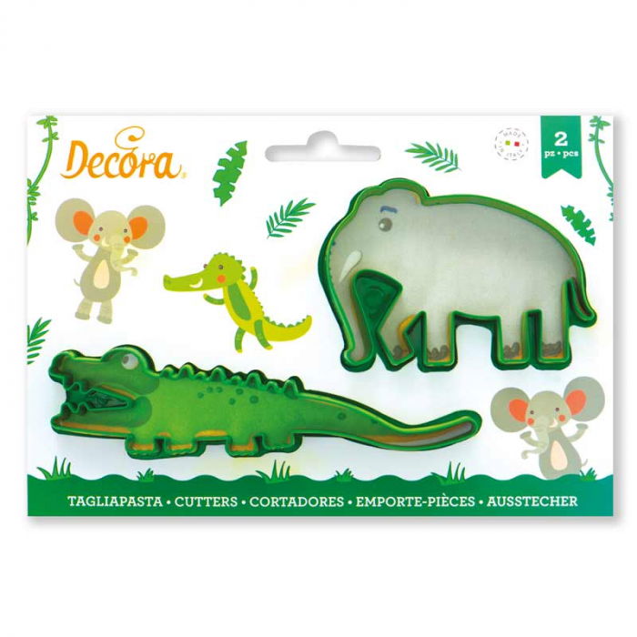 Elefant si Crocodil - Decupatoare Plastic Ø 4 si 8 x H 2.2 cm, 2 Buc [1]