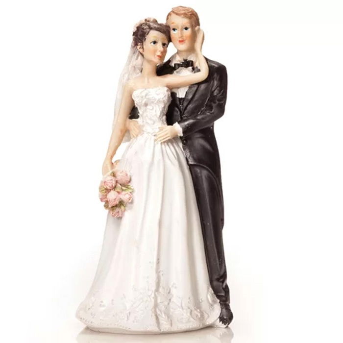 Figurina Tort Necomestibila, Mire si Mireasa Bruneta H 13 cm [1]