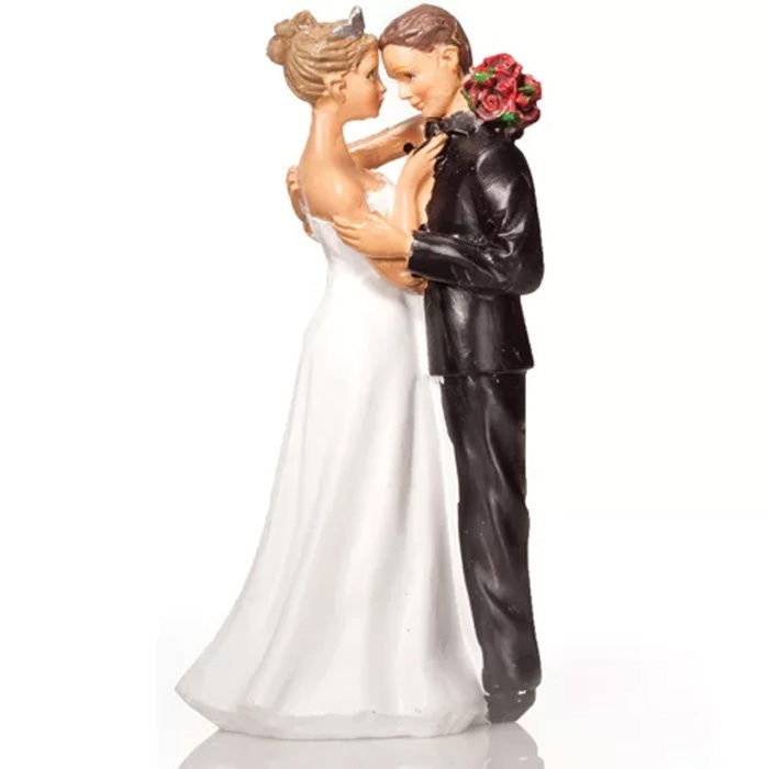 Figurina Tort Necomestibila, Mire si Mireasa Imbratisare Romantica H 12 cm [1]