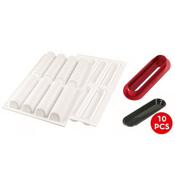Forma Silicon Cylindre Monoportii 12.6 x 2.7 x H 2.7 cm, 10 Tavite + Decupator [1]