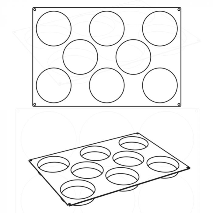 Forma Pavoflex 60x40 cm Discuri Ø14xH3 cm, 8 cavitati, 130 ml [3]