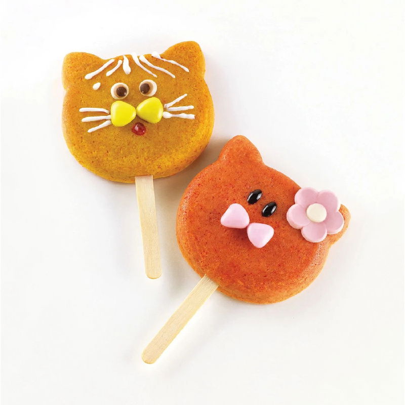 Forma Silicon Inghetata Cat, 2 forme silicon x 4 cav. Ø 8.85 x H 8.2 cm, 95 ml, 50 bastonase [3]