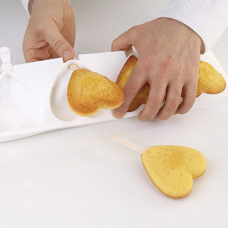 Forma Silicon Inghetata Heart IC, 2 forme silicon x 4 cav. 9.1 x 8.5 x H 2.3 cm, 96 ml [7]