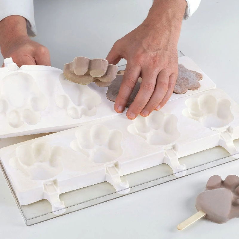 Forma Silicon Inghetata Paw, 2 forme silicon x 4 cav. 8.9 x 8.4 x H 2.4 cm, 98 ml, 50 bastonase [7]