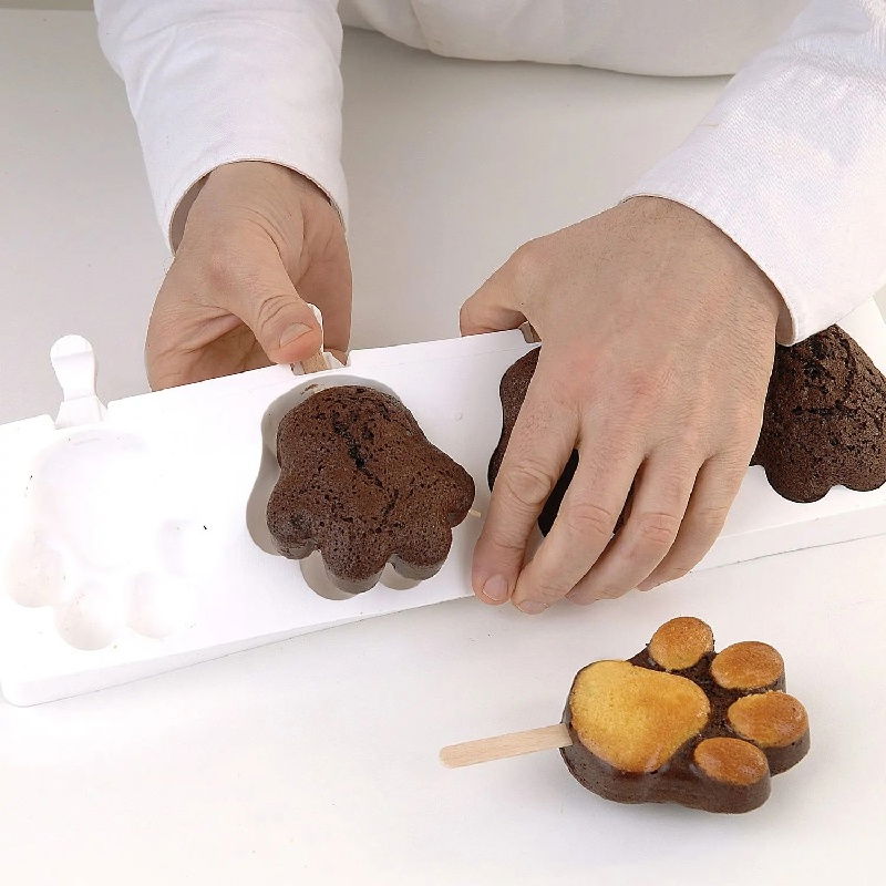 Forma Silicon Inghetata Paw, 2 forme silicon x 4 cav. 8.9 x 8.4 x H 2.4 cm, 98 ml, 50 bastonase [4]