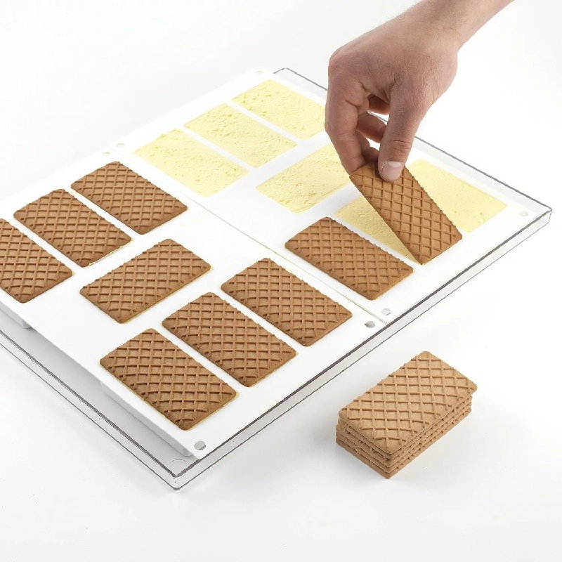 Formă Silicon pentru Înghețată și Desert pe Băț Sandwich Biscuit Slim, 2 forme silicon x 6 cav. 12 x 4.5 x H 2 cm, 110 ml (BISC03) [6]