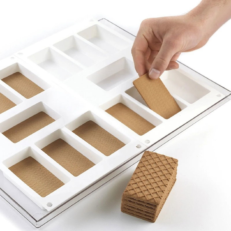 Formă Silicon pentru Înghețată și Desert pe Băț Sandwich Biscuit Slim, 2 forme silicon x 6 cav. 12 x 4.5 x H 2 cm, 110 ml (BISC03) [3]