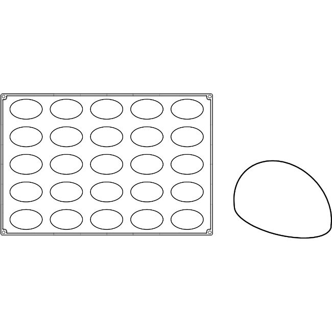 Forma Pavoflex 60x40 cm Oval 8.5x5xh4.3 cm, 25 cavitati, 100 ml [2]