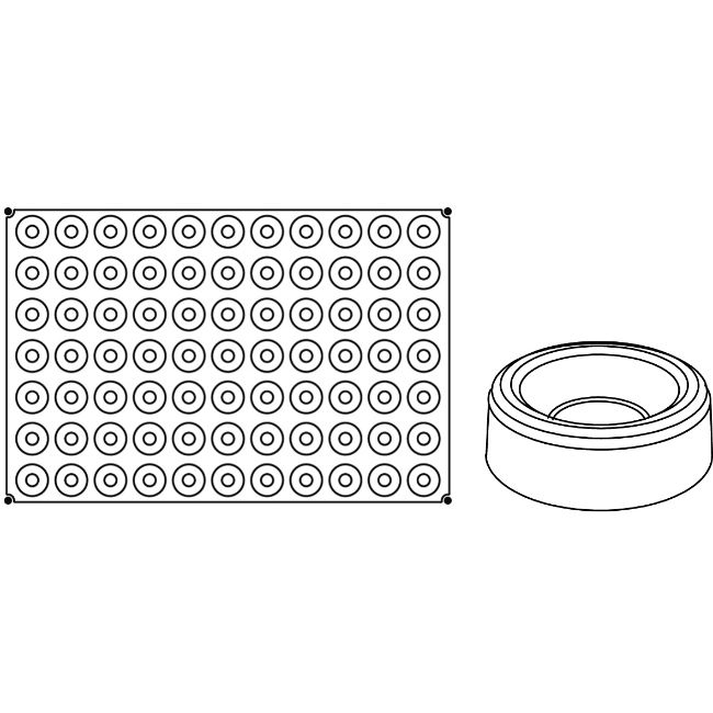 Forma Pavoflex 60x40 cm Savarin Rotund Ø4xh1.3 cm, 77 cavitati, 13 ml [2]