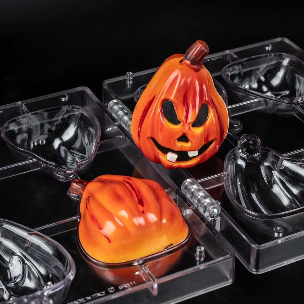 Matrita 3D Ciocolata, Plastic Rigid cu Cleme, Dovleac Halloween 8 x 7.8 x H 10.5 cm, 45 gr [1]