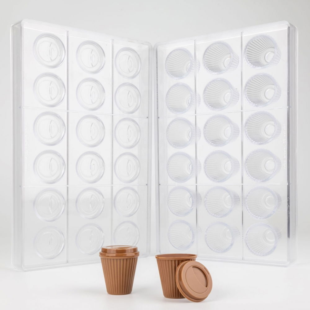 Matrita Policarbonat 18 Praline Pahare + Capac, Ø 3.5 x H 3.5 - 0.6 cm, 5-8 gr, Set 2 buc [2]