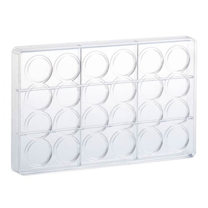 Matrita Policarbonat 24 Praline Ciocolata Model Deco Cerc Ø 3.3 x H 0.4 cm, 27.5x17.5 cm, 4 g [2]