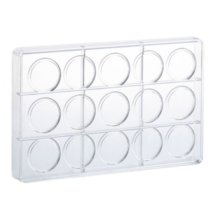 Matrita Policarbonat 24 Praline Ciocolata Model Deco Cerc Ø 4 x H 0.4 cm, 27.5x17.5 cm, 5.5 g [2]