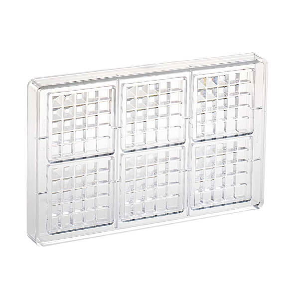 Matrita Policarbonat 6 Tablete de Ciocolata "Square" cu Motive Geometrice, 27.5 x 17.5 cm [1]