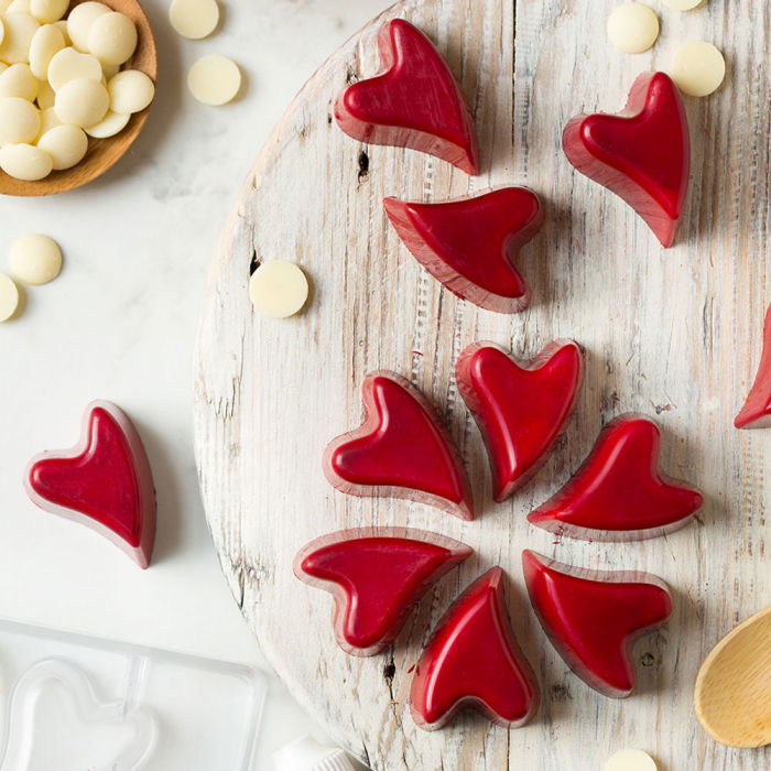 Matrita Policarbonat Ciocolata Floare Inima 3 x 4 x H 2 cm, 12 Cavitati, 20x12xH2cm [2]