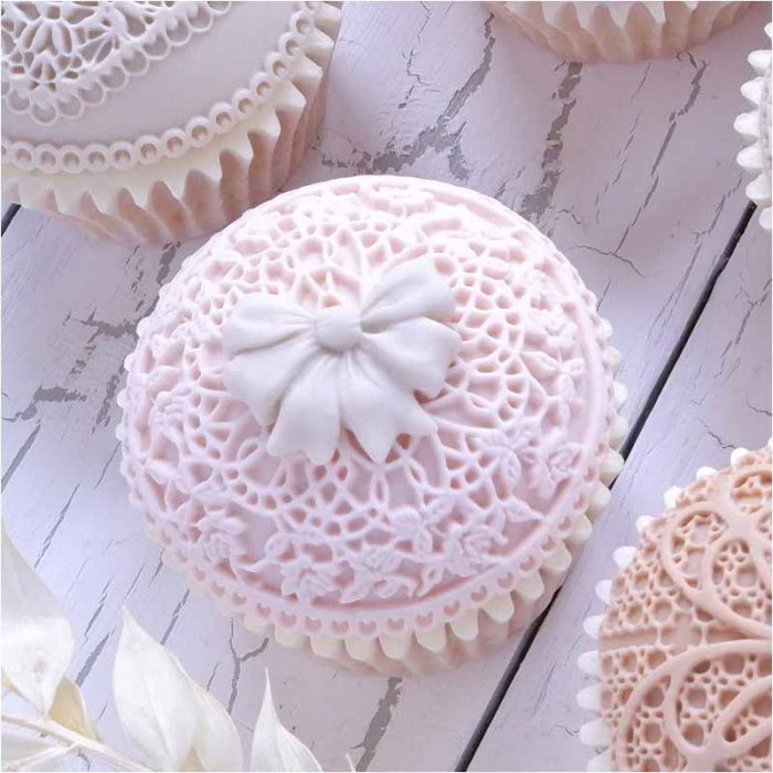 Mulaj Silicon Decor Rotund / Top Cupcake cu Dantela Vintage Ø 7 cm [2]