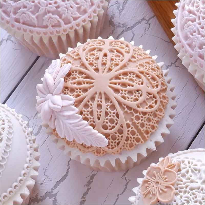 Mulaj Silicon Decor Rotund / Top Cupcake cu Dantela Vintage Ø 7 cm [2]