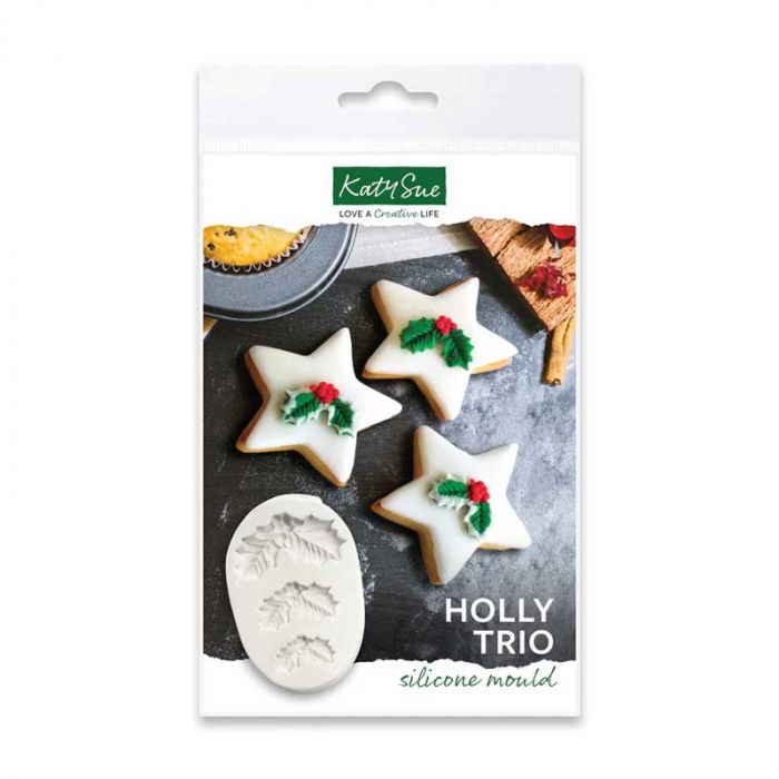 Mulaj Silicon Frunze Ilex Craciun Katy Sue Ø 2.6 - 5.4 cm, 3 Decoruri [2]