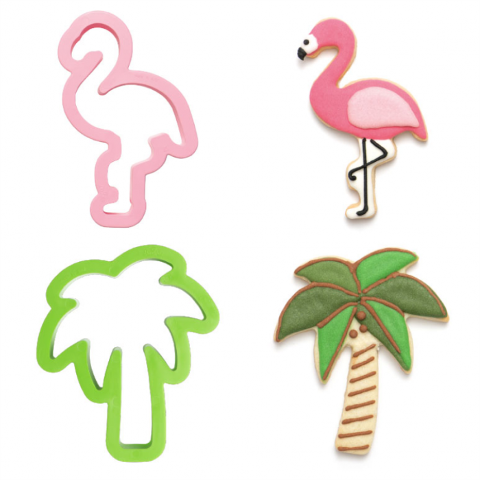 Palmier si Flamingo - Decupatoare Plastic Ø 9.5 si 10 x H 2.2 cm, Set 2 Buc [1]