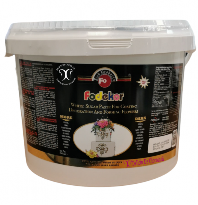 Pasta de Zahar Alba, Acoperire, Decoruri si Flori, fara E171, 7 kg, Fodekor [1]