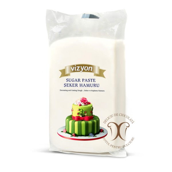 Pasta de Zahar Alba, Acoperire si Decorare, fara E171, 1 kg, Vizyon [1]